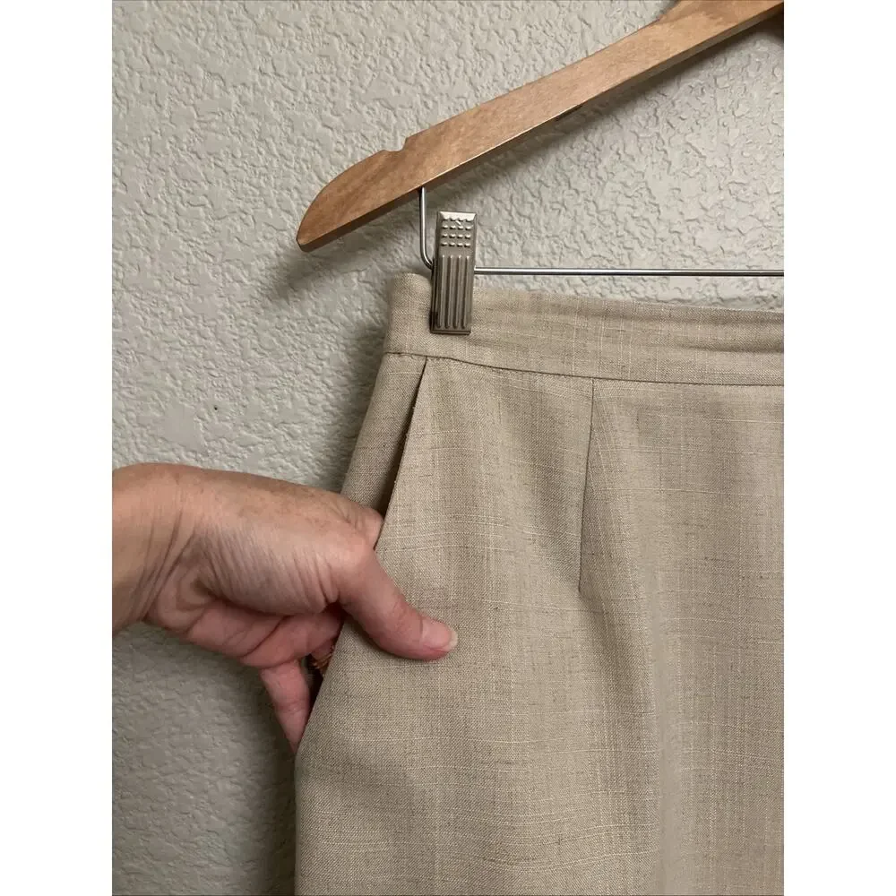 VTG Napa Studio Midi Pencil Skirt Modern Quiet Luxury Classic Career Lined Beige